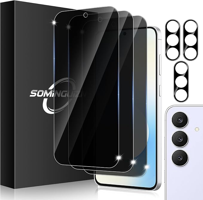 3+3 Pack for Samsung Galaxy S25 FE 5G Privacy Screen Protector & Phone Camera by SOMINGUIZN