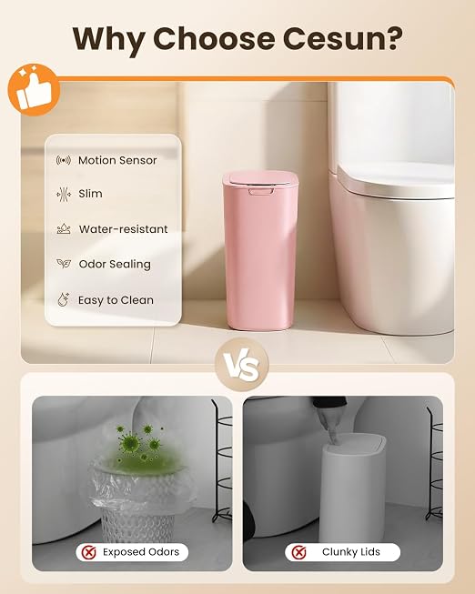 Cesun Motion Sensor Trash Can, 5 Gallon Automatic Bathroom Garbage Can - Image 7