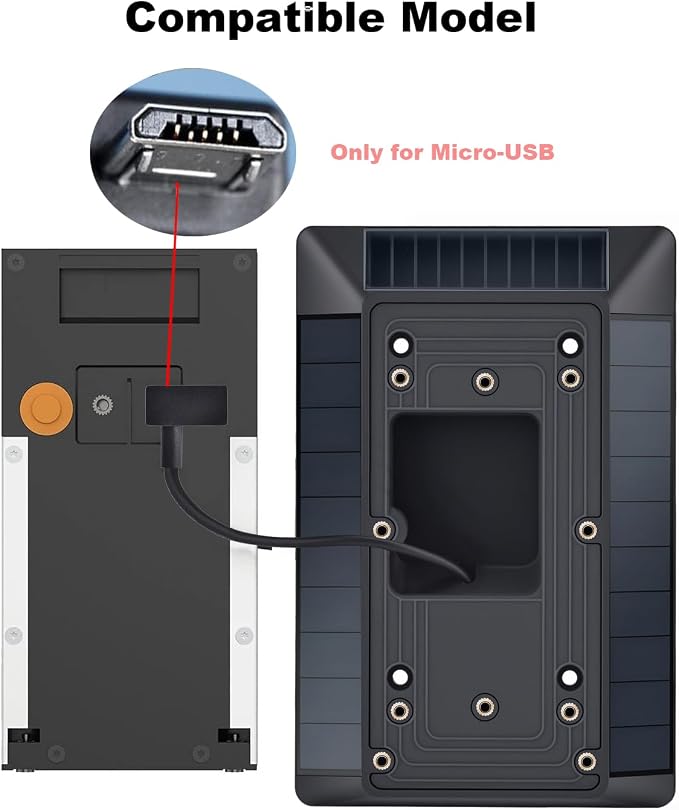 Solar Charger Compatible with Ring Video Doorbell, Micro USB Port Only - Image 3