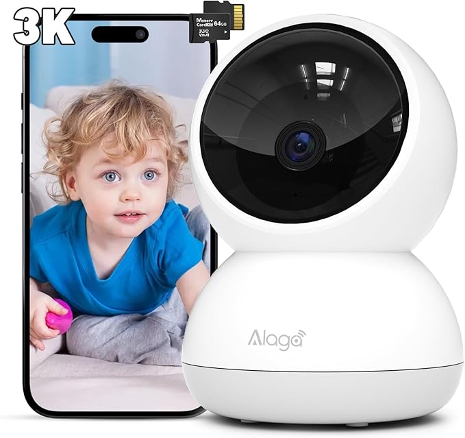 Alaga 3K Indoor Security Camera, 5G and 2.4G WiFi, 360° Pan and Tilt, AI Human by Alagabrandflagship