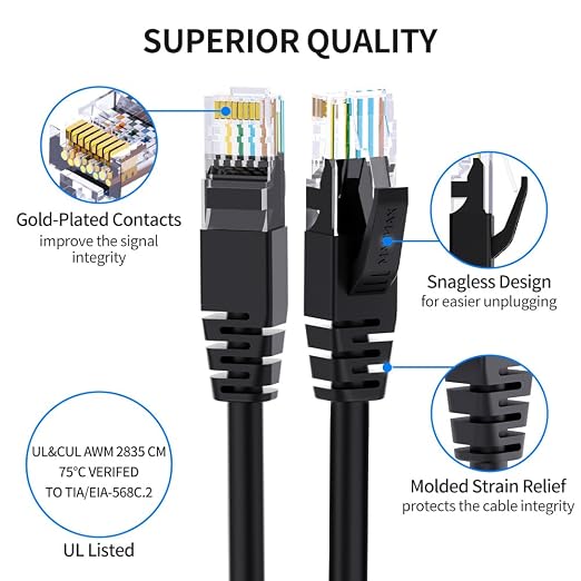 Cat6 Ethernet Cable 0.5 Feet 10 Pack Network RJ45 Cat6 Internet Patch Cable - Image 3