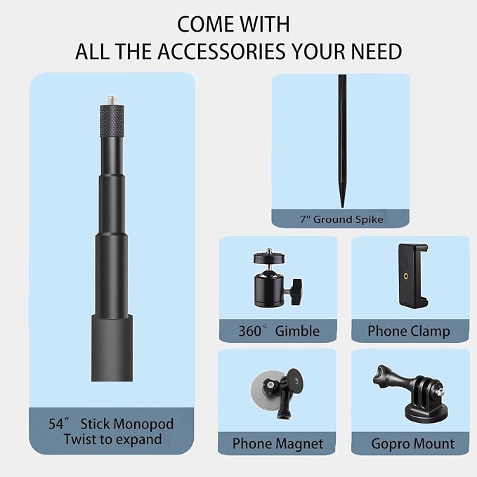 Golf Monopod Selfie Stick with Metal Ground Spike | Magnetic Phone Holder 52" - Image 5