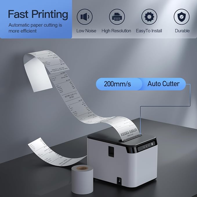 Bisofice 80mm Receipt Printer ESC/POS Thermal Printer Desktop Direct Print - Image 2