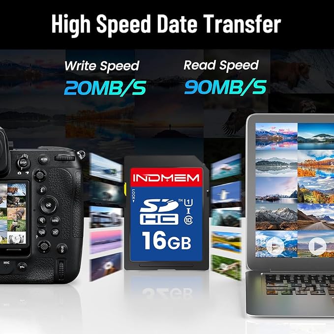 16GB SD Card, 5 Pack SDHC Memory Cards UHS-I U1 Class 10 High-Speed Full HD - Image 3