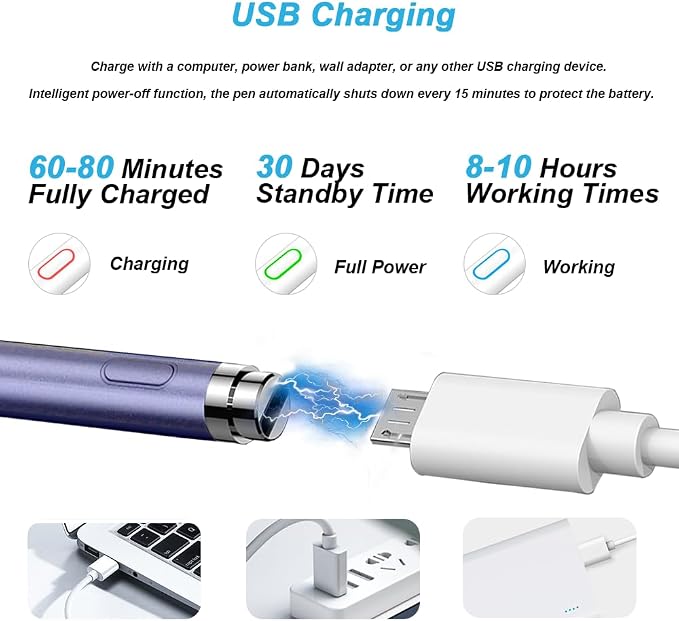DOGAIN Active Stylus Pen for Touchscreen, iPad Pencil 1.5mm Fine Point Pen - Image 3