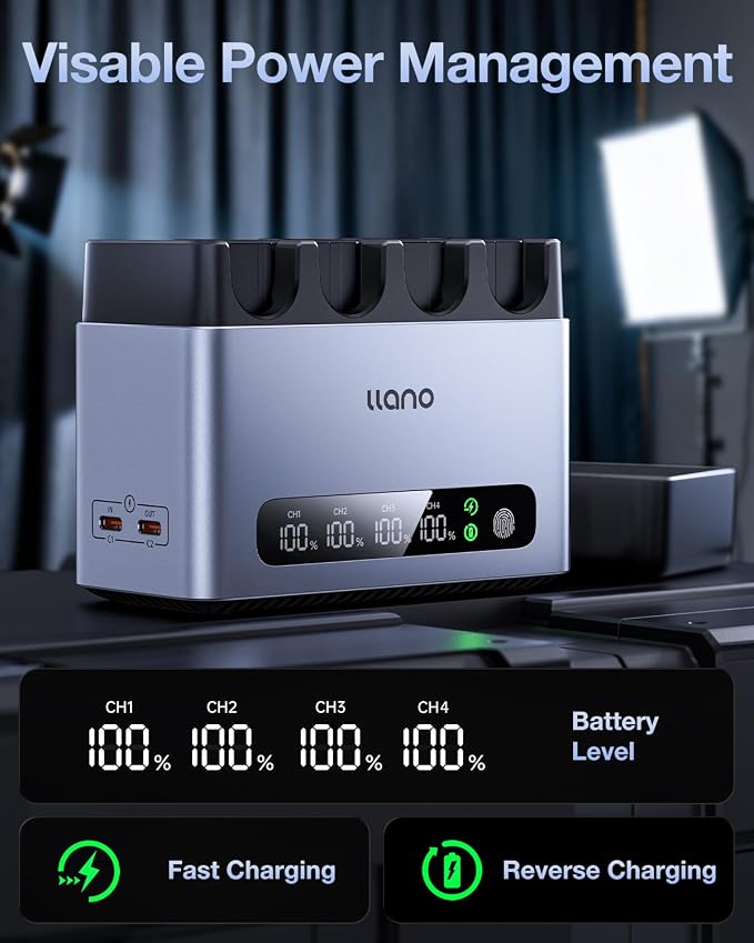 llano 65W 4-Slot LP-E6NH LP-E6P Battery Charger - Image 6
