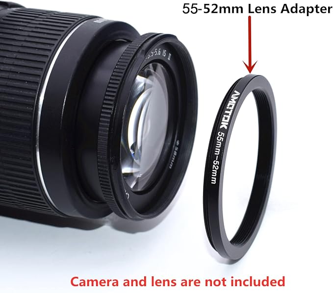 55mm Lens to 52mm Camera Lens Adapter, 55mm to 52mm Filter Step-Down Ring - Image 3