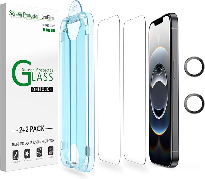 amFilm Auto-Alignment OneTouch for iPhone 17e / iPhone 16e Screen Protector + by amFilm