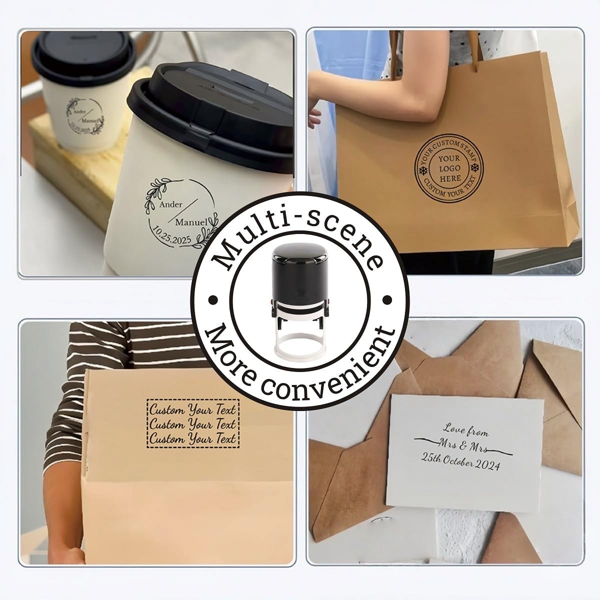Multi-Size Custom Stamps Self Inking Personalized Logo Name Image Return Address Rubber Stamps for Office Business Personal Use(Rectangle-0.9x2.3cinh)