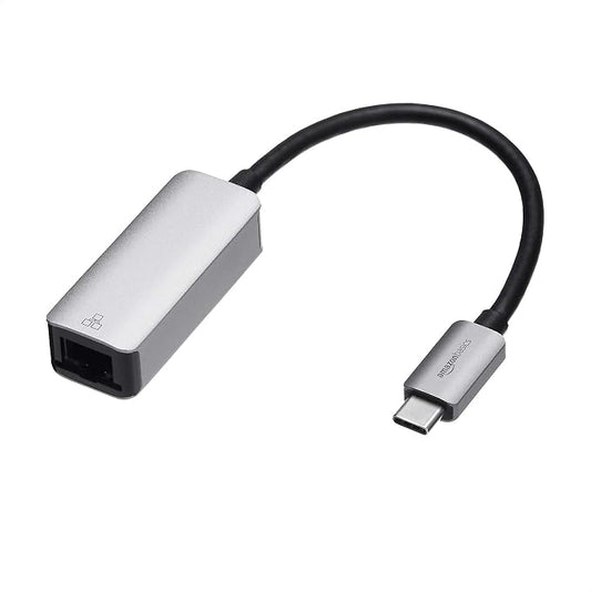 Amazon Basics Aluminum USB-C to RJ45 Gigabit Ethernet Adapter, Fast Network by AmazonBasics