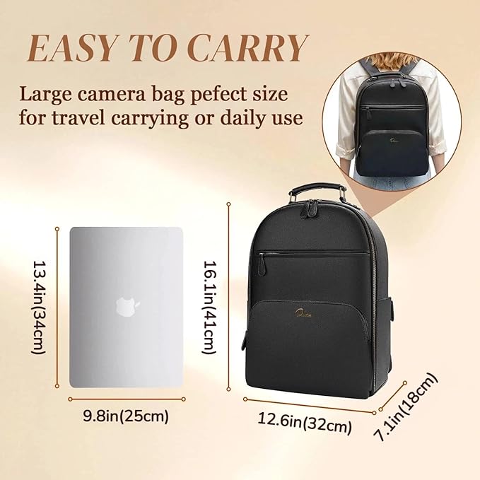 Camera Backpack Classic PU Leather - Image 3