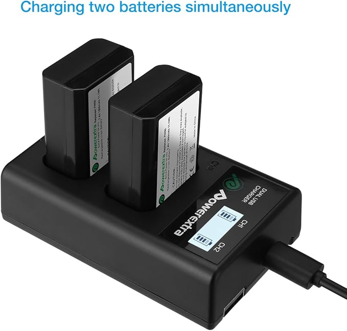 NP-FW50 Battery and Smart LCD Display Dual USB Charger Compatible - Image 2
