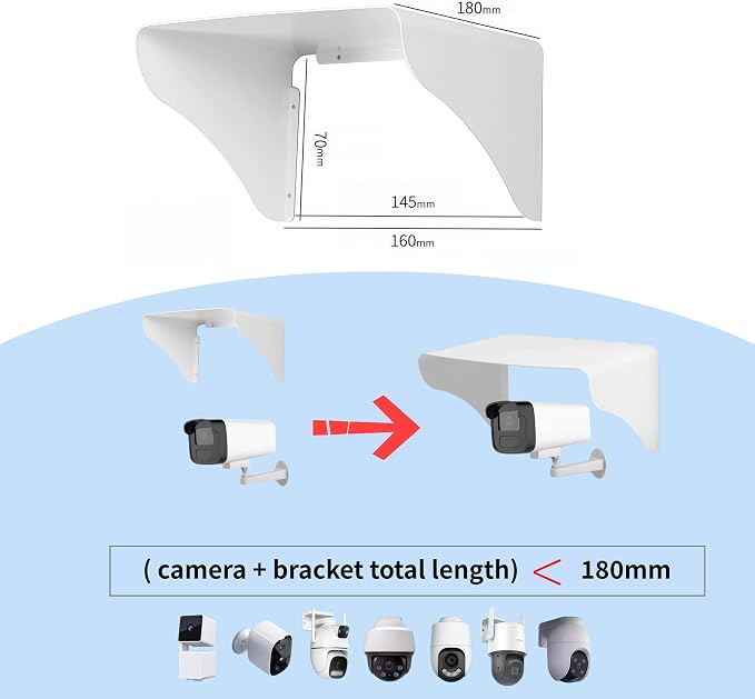 Metal Security Camera Rain Snow Shield Cover, Universal Outdoor Sunshade - Image 2