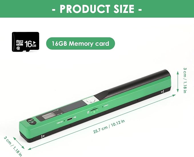Portable Handheld Scanner A4, 900 DPI Document & Photo Scanner Green, Mobile - Image 9