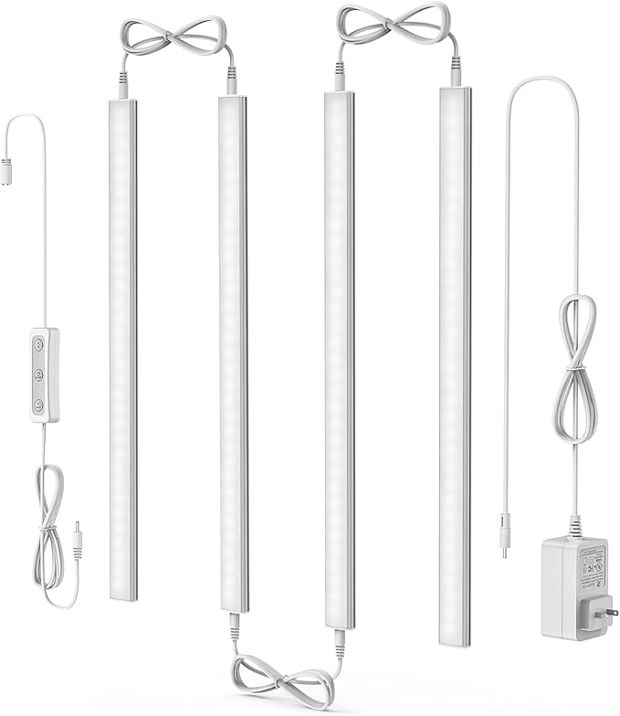 ASOKO Under Cabinet Led Light Plug in, Dimmable Cold White 5000K, 4 Pack 12 by ASOKO