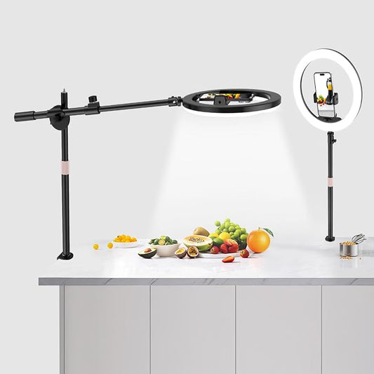 UBeesize 12" Ring Light with Overhead Phone Mount, LED Ring Light with Phone by UBeesize