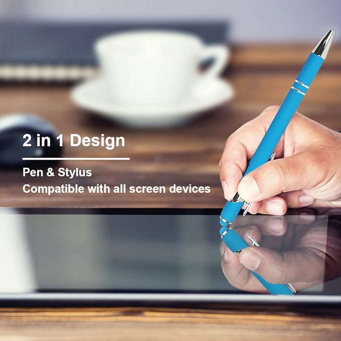 Oddmoal Ballpoint Pen with Stylus Tip, Soft Touch Click Metal Pen, 1.0mm Medium - Image 2