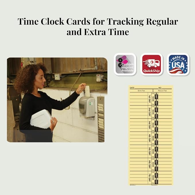 Generic Time Clock Cards for Tracking Regular and Extra Time - Image 7