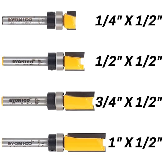 YONICO Router Bits Pattern Bit Flush Trim Set 4 Bit 1/2-Inch Diameter 1/4-Inch - Image 2