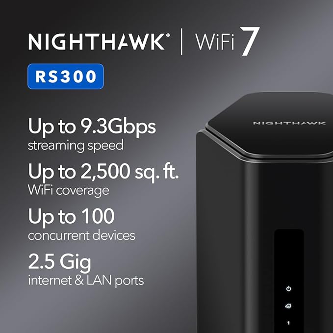 NETGEAR RS300-100NAR Nighthawk RS300 Tri-Band WiFi 7 Router, Wireless Speed Up - Image 2