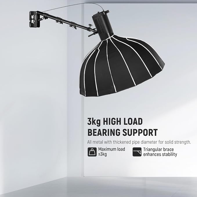 NEEWER Ring Light Wall Mount Boom Arm, Aluminum Alloy, 6.6lb/3kg Capacity - Image 4