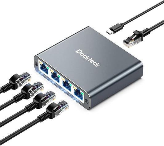 Ethernet Splitter 1 to 4 1000Mbps, Dockteck Internet Cable Splitter 1 in 4 Out by Dockteck