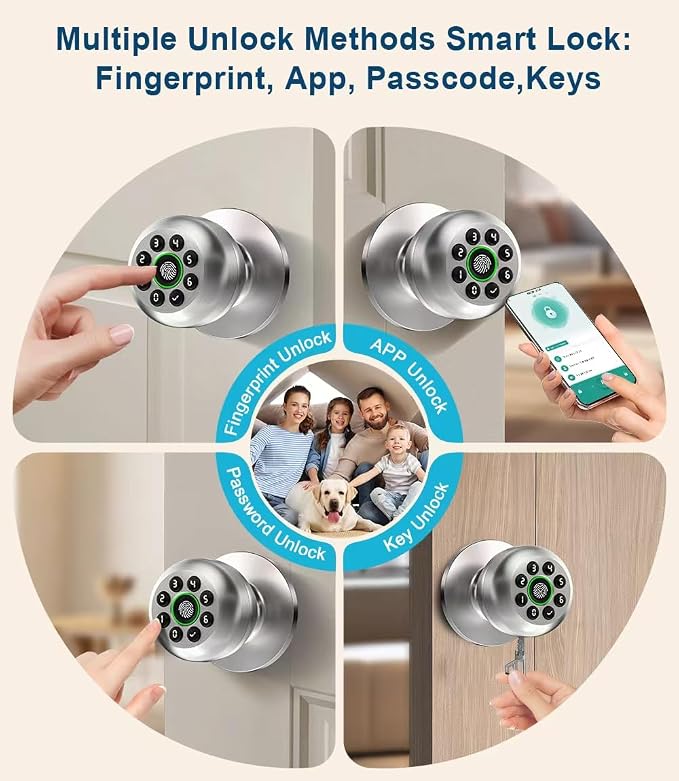 Fingerprint Door Lock, Smart Fingerprint Door Knob - Image 2