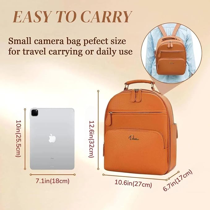 Small Camera Backpack, Classic PU Leather - Image 3