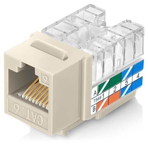 Everest 90° Angled RJ45 Cat6 Keystone Jacks 20-Pack in Ivory by EverestMediaSolutions