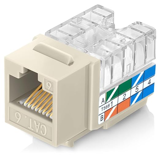 Everest 90° Angled RJ45 Cat6 Keystone Jacks 50-Pack in Ivory by EverestMediaSolutions