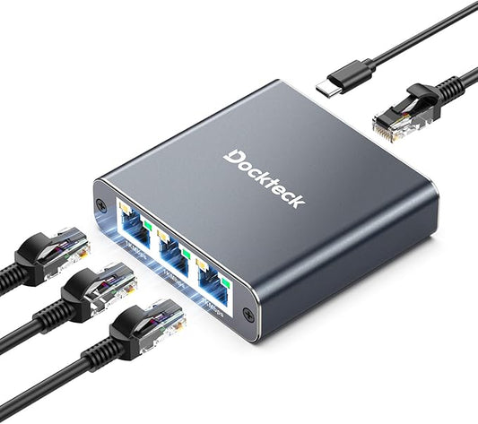 Ethernet Splitter 1 to 3 1000Mbps, Dockteck Internet Cable Splitter 1 in 3 Out by Dockteck