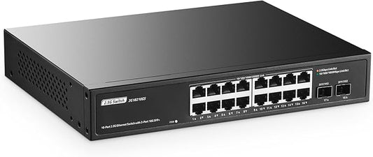 16 Port 2.5G Switch with 2x10G SFP+, 16 x 2.5G Ethernet Base-T Ports, YuLinca by YuLinca