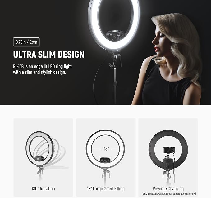 NEEWER RL45B 18" Edge Lit Desk Ring Light - Image 7