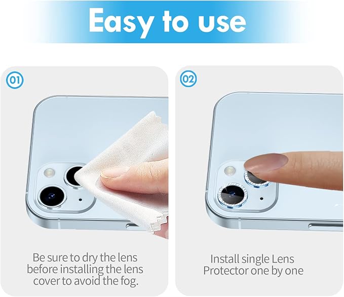 for iPhone 14 / iPhone 14 Plus Camera Lens Protector Bling, 9H Hardness - Image 7
