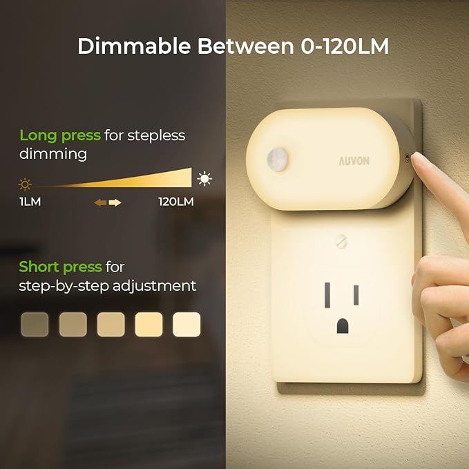 AUVON Night Light Plug in with Motion Sensor, Dimmable Smart LED Night Lights - Image 4