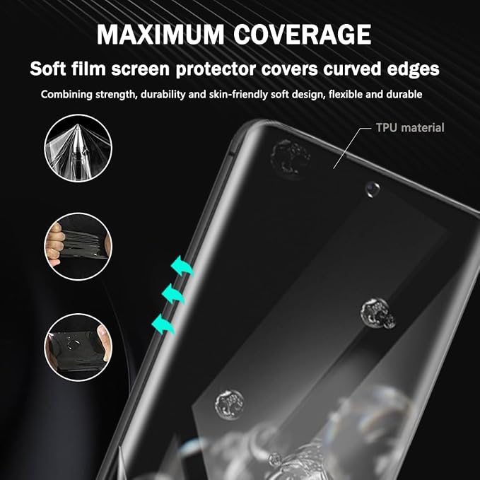 3+2 Pack Screen Protector for Samsung Galaxy S20 Ultra Flexible TPU Film - Image 8