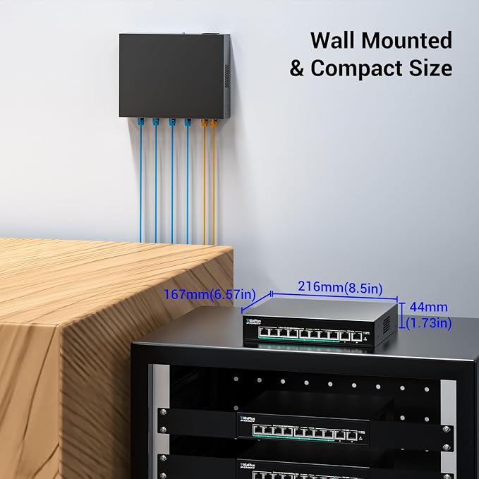 10-Port 10Gb Unmanaged PoE Ethernet Switch - Image 8