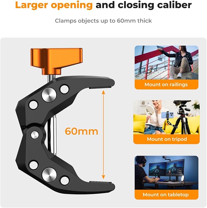 K&F CONCEPT Camera Mount Clamp, Super Crab Clamp - Image 5
