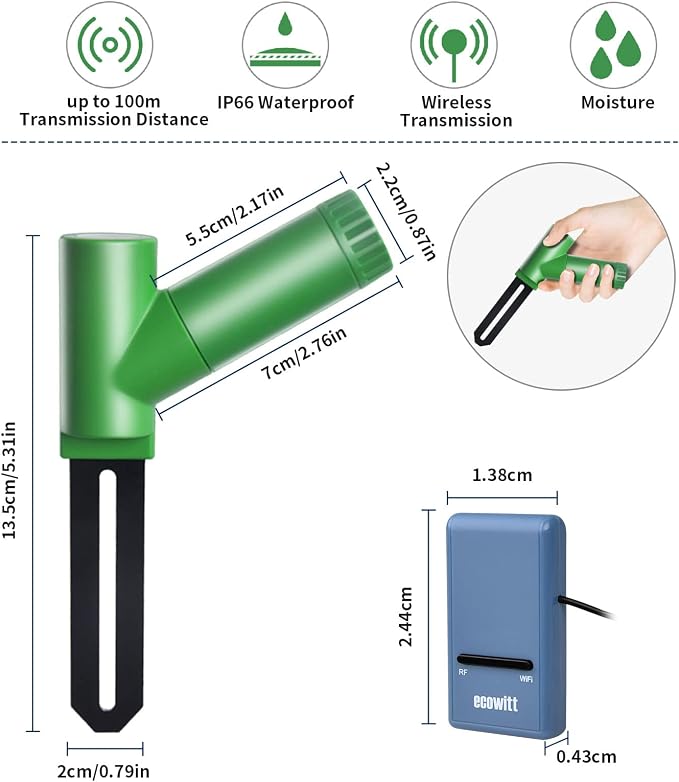Ecowitt GW1106 Soil Moisture Meter Kit, Includes GW1100 Wi-Fi Gateway and WH51 - Image 2