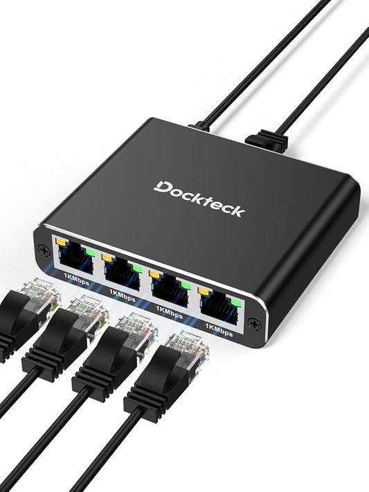 Ethernet Splitter 1 to 4 1000Mbps, Dockteck Internet Cable Splitter 1 in 4 Out by Dockteck