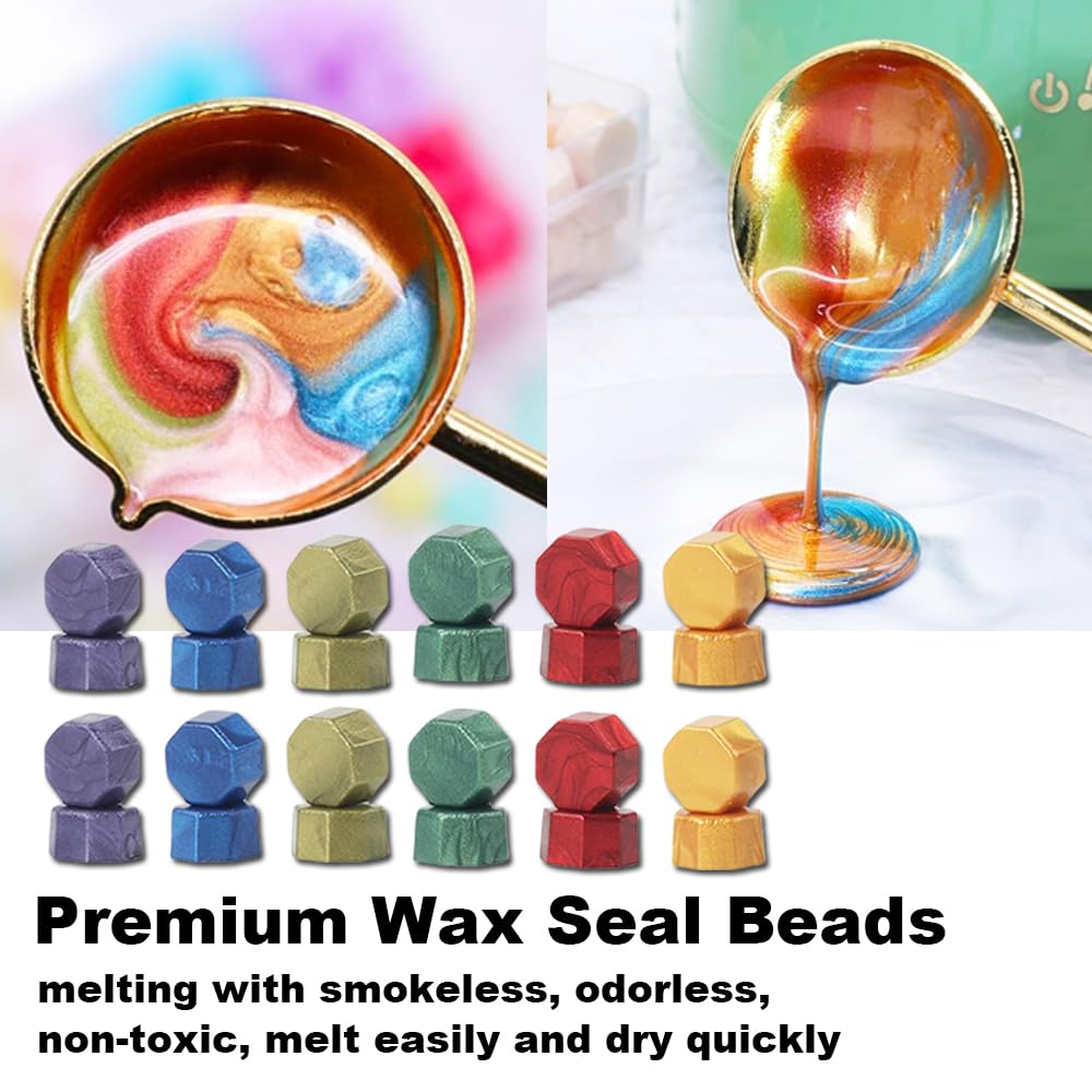 600pcs Green Wax Seal Beads,6 Assorted Sealing Beads Ideal for Wax Seal Stamp Wedding Letter Envelope Decor Wine Bottle Sealing Decoration (Green Series)