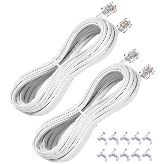 15FT Telephone Extension Cord Cable, Landline Phone Line Wire by YIENFBEV