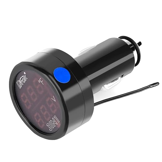 DROK Digital Voltage Temperature Monitor, Car Charger USB Charge - Image 4