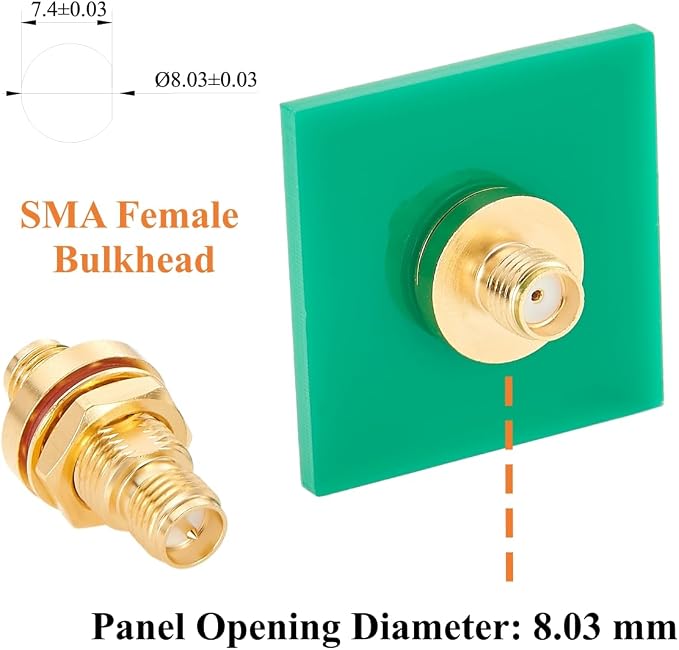RP-SMA Female to SMA Female Bulkhead Panel Mount Adapter 50 Ohm Low Loss RF - Image 3