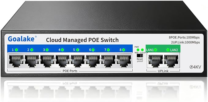 Goalake PoE Switch, 10 Ports Managed PoE Ethernet Switch, 120W Built in Power by Goalake