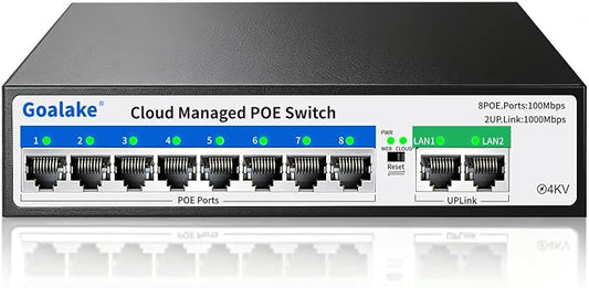 Goalake PoE Switch, 10 Ports Managed PoE Ethernet Switch, 120W Built in Power by Goalake