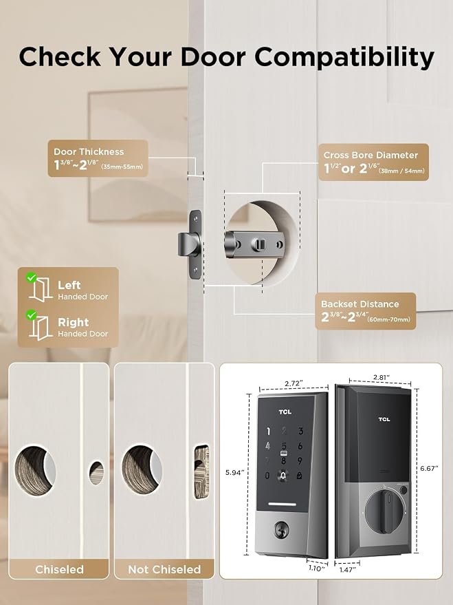 TCL D2 Smart Lock, Keyless Entry Door Lock - Image 8