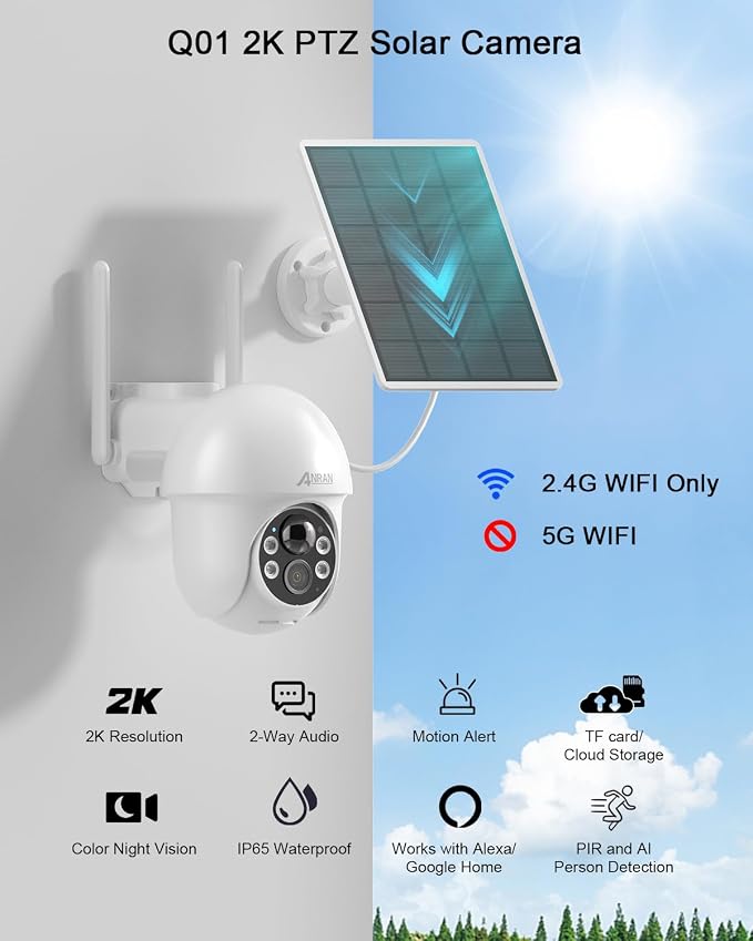 ANRAN Security Camera Wireless Outdoor, 2K Solar Outdoor Camera - Image 3