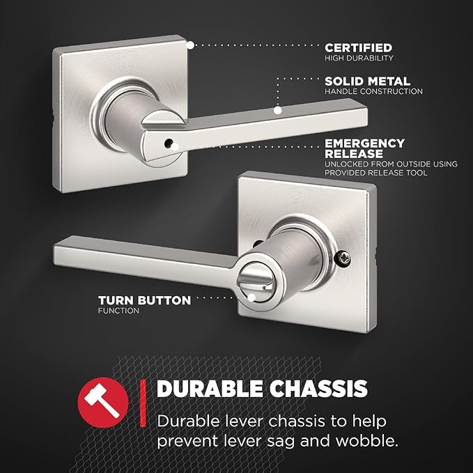 Kwikset Casey Hallway Passage and Bed/Bath Privacy Door Handle 4 Pack, 2 - Image 6