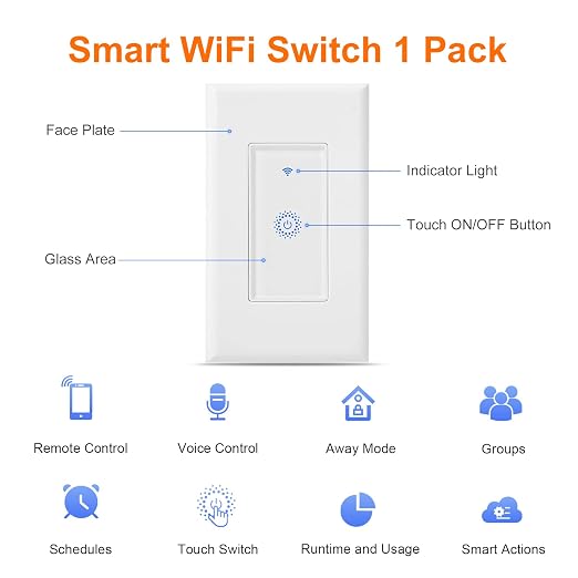 Smart Switch, Smart Light Switch, Single-Pole, No Hub Required, Neutral Wire - Image 2